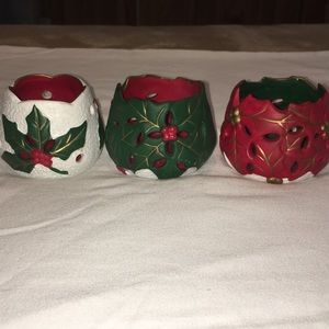 Tea Light Holder, 2” high, porcelain, holiday collection
